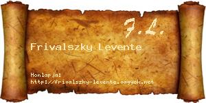 Frivalszky Levente névjegykártya